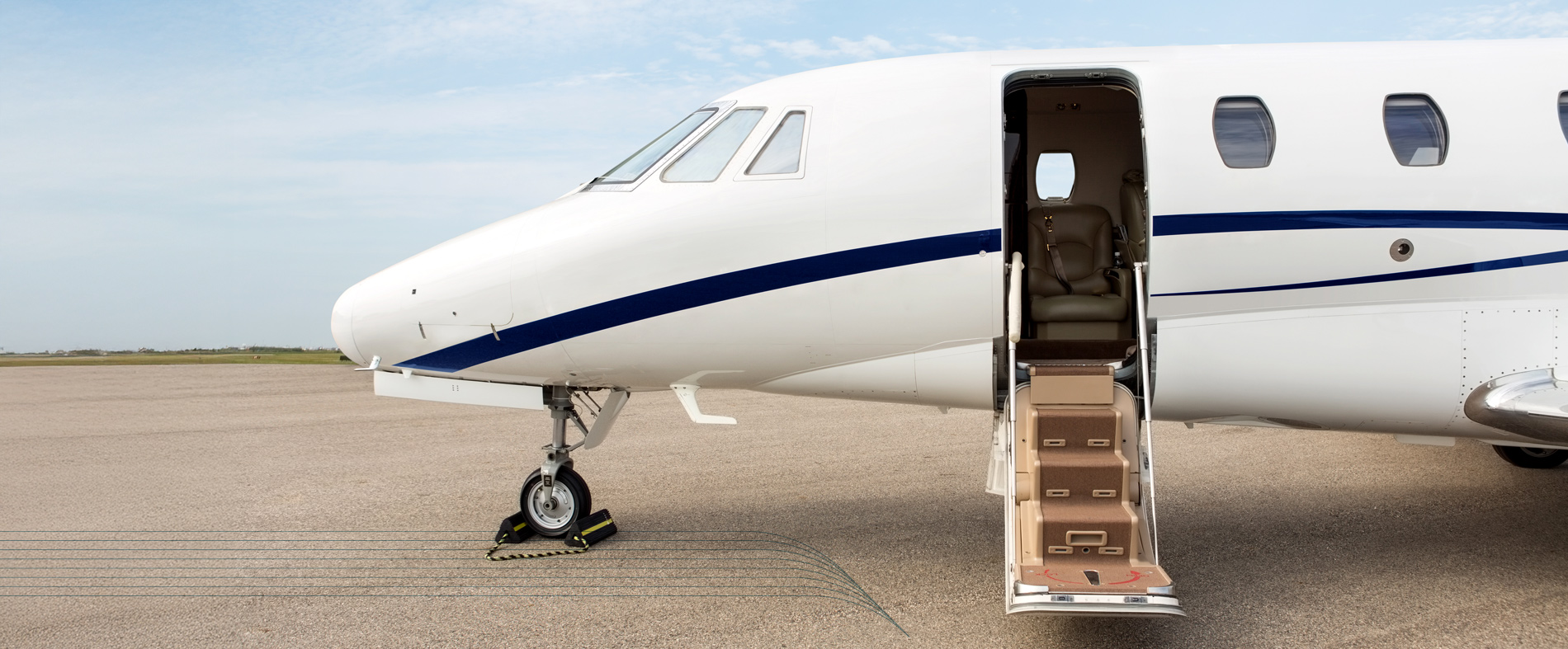 a private plane prepares to deboard passengers ready to contact jetplace